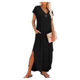 RUMIA Summer Maxi Dress - V-Neck Cap Sleeves