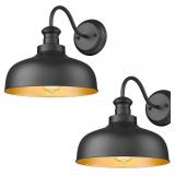 Outdoor Gooseneck Barn Light - 2 Pack (Black)