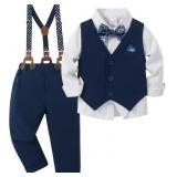 YUEMION Toddler Boy Suit: Shirt & Bow tie 4-5T