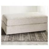 Soletren Beige Polyester Rectangle Ottoman