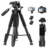VICTIV 74" Camera Tripod with Phone Holder