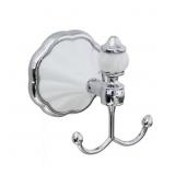 FLORA Double Robe & Hook - White Porcelain