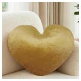 16 Inch Gold Heart Pillow for Decor