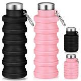 Baderke 2Pcs Collapsible Bottles 17oz pink/blk