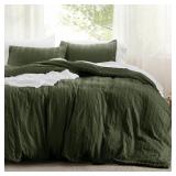 Bedsure Queen Duvet Cover Striped Olive Green