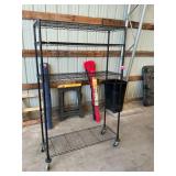 Metal shelf on wheels