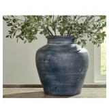 Ashley Meadie 12.5in Blue Terra Cotta Urn Vase