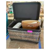 Wicker storage truck, water jugs