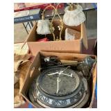 Vintage lamps, wall art, book markers, etc