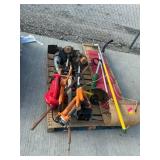 Pallet of yard tools