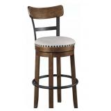 Valebeck Brown Tall Upholstered Swivel Bar Stool