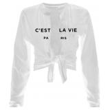 vblane Tie Front Crop Top for Women Tee