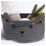 Zopeal Cat Woven Gift Basket Storage, Gray