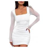 Sz XS Mesh Ruched Mini Dress, Cocktail Party