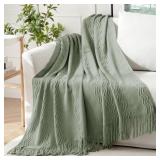 Battilo Sage Knitted Boho Throw Blanket 50"x60"