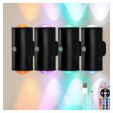 Black 4ct LED Wireless Wall Sconce with Remote
