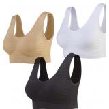 Sz 2XL Lemef 3-Pack Seamless Sports Bra with Pads