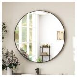 30 in. x 30 in. Round Vanity Mirror Black