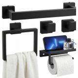 Tudoccy 5-Pcs Matte Black Bathroom Set, SUS304