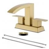 Brushed Gold 4" Centerset Double Handle Faucet