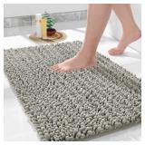 Green Non Slip Bath Rug 32x20, Chenille Mat