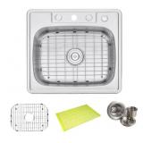 Topmount Stainless Sink with 4 Faucet Holes