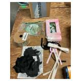 Bow hair clips, iron-on black roses, ribbon, cd
