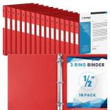 Henoyso 16 Pcs 1/2" 3 Ring Binder Red