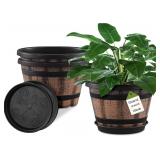 Quarut 3-Pack 10" Whiskey Barrel Planters