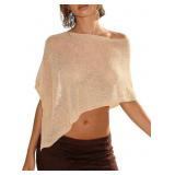 Women Knit Sheer Poncho Off-Shoulder Shawl