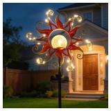 Solar Lights Outdoor Red Sun Stake for Yard