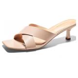 Sz 11W Womens Kitten Heels Open Toe Sandals