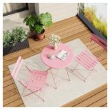 Bistro Table & Chairs Set, 2, Pink