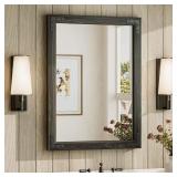 22 in. W x 30 in. H Rustic Black Mirror