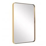 Brushed Gold 16x24 Framed Glass Vanity Mirror