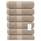 White Classic Taupe Hand Towels, 16x30, 6 Pack