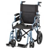 NOVA Transport Chair: Folding Wheelchair Blue