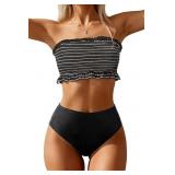 Sz M Tempt Me Women Bandeau High Waisted Set