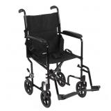 Black Transport Wheelchair, 17" Seat