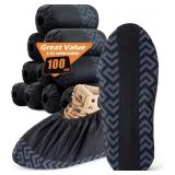 X-Large 110Pcs Shoe Covers, Non-Slip, Black
