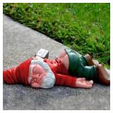 MINICAR Drunk Garden Gnome Statue Outdoor Yard