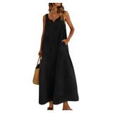 Sz S Womens Linen Maxi Dress with Pockets