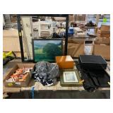 Trays, pictures, tv outlets, wood box