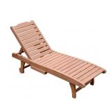 Reclining Wooden Outdoor Chaise Lounge Chair