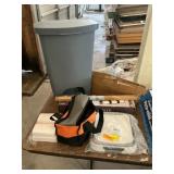 Trash can, lighting, ridgid drill