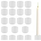 20Pcs 0.7" Chime Candle Holder, White Ceramic
