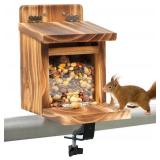 MIXXIDEA Deck Squirrel Feeder Box, 1.5cm Wood