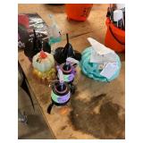 Assorted tumblers, pumpkin decor