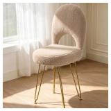Foldable Vanity Stool Chair Gold Legs Beige