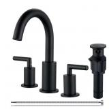 8 in. Widespread Double-Handle Faucet, Black